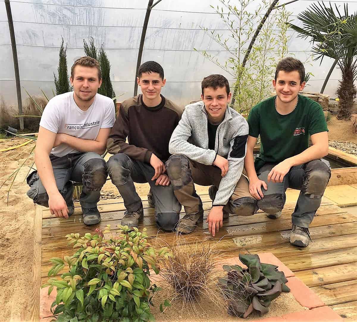 Les jardiniers-paysagistes de l'Equipe de France des Métiers lors de la 1ère semaine d'entrainement organisée au lycée Nature de la Roche-sur-Yon (85) début février