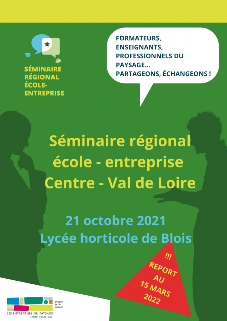 Invitation Séminaire régional école - entreprise 2021 de l'Unep Centre - Val de Loire 15/03/22- Blois